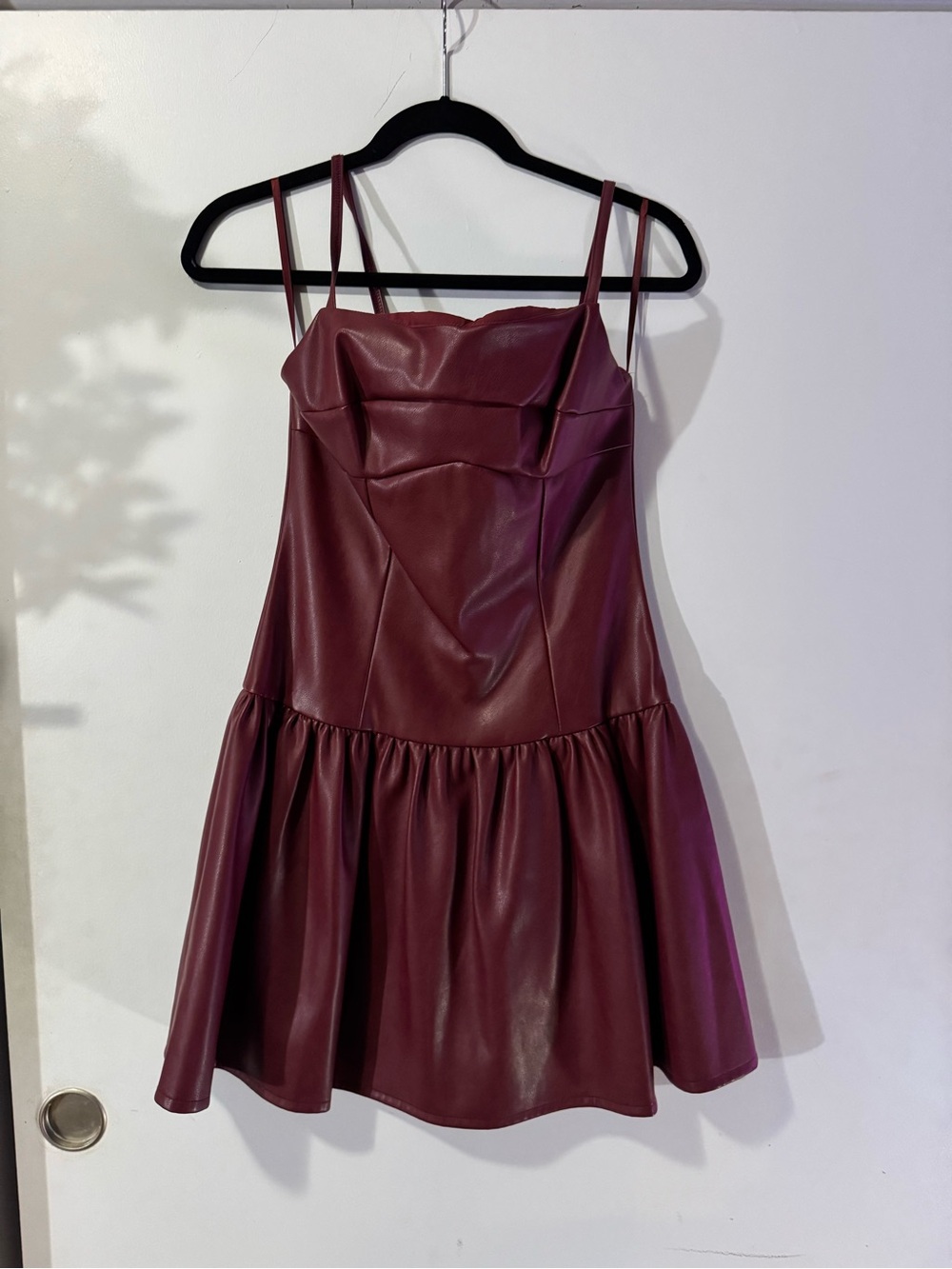 AQUA faux leather burgundy mini dress size S